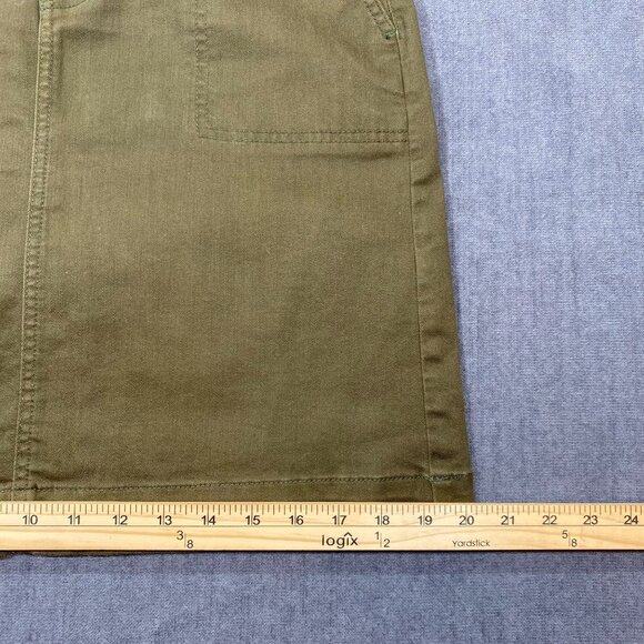 Talbots Petite Khaki Button-Front Denim Skirt Womens Size4P Cotton/Spandex Blend - Picture 8 of 8
